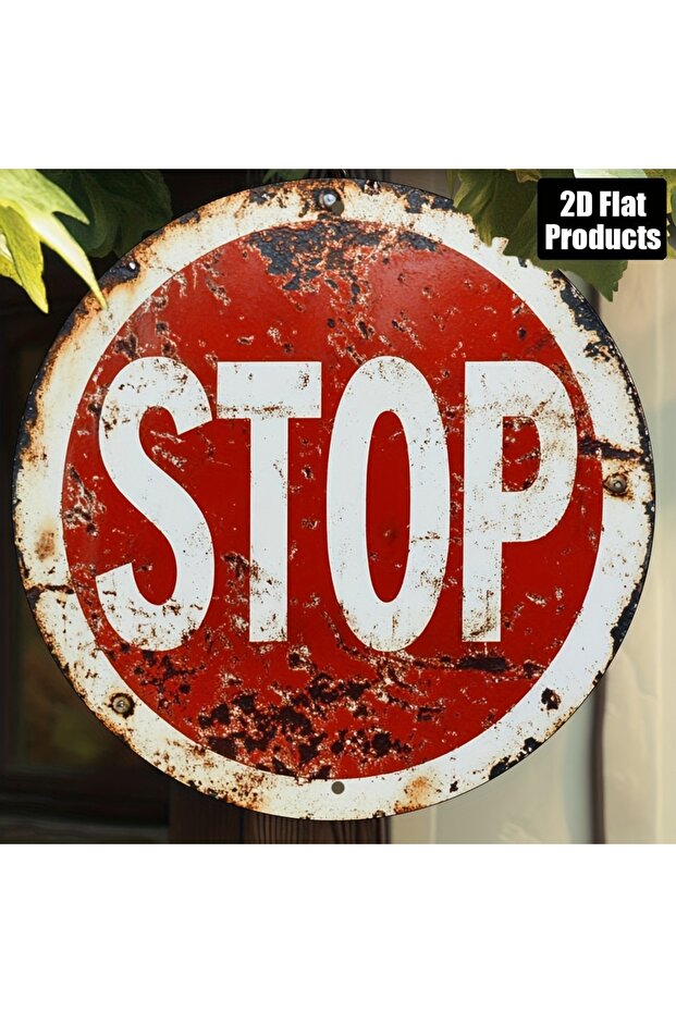 Round 20X20CM 2D Flat, Round Aluminum Sign Wall Art, Vintage STOP Metal Sign Theme, Bar Kitchen Coff