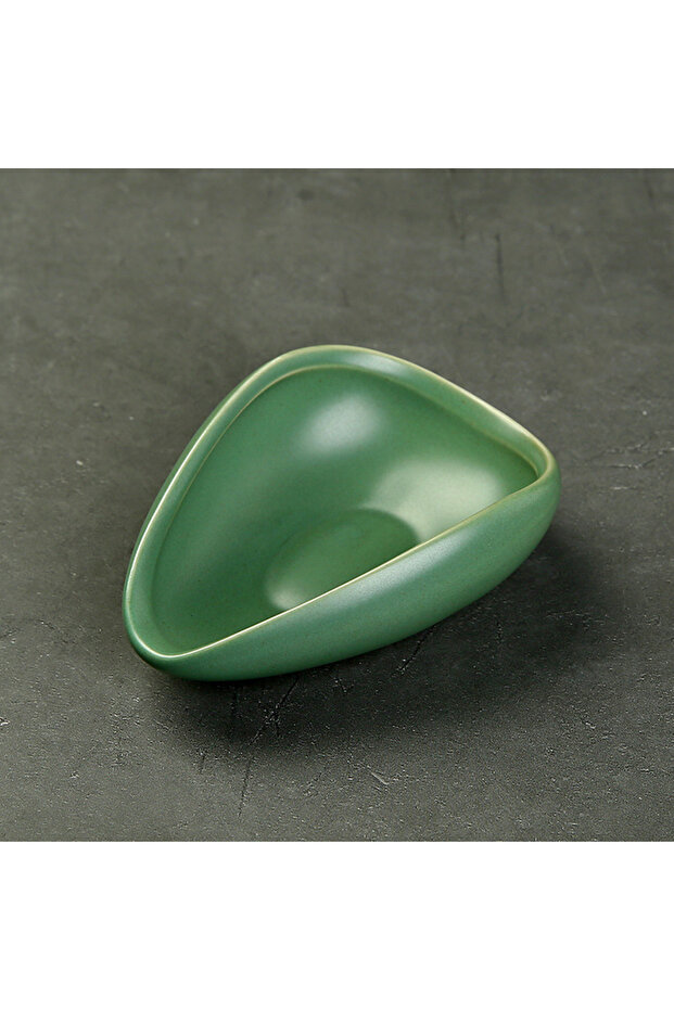 Matte green Handmade Ceramic Coffee Bean Dosing Tray Weighing Plate Multi-use Tea Bowl for Coffee Ba