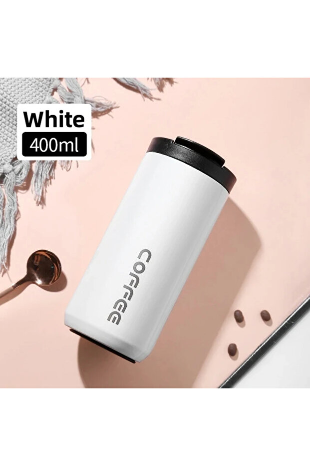 400ML White 400ML Stainless Steel Coffee Thermos Leakproof Car Vacuum Flasks Thermal Coffee Mug Port