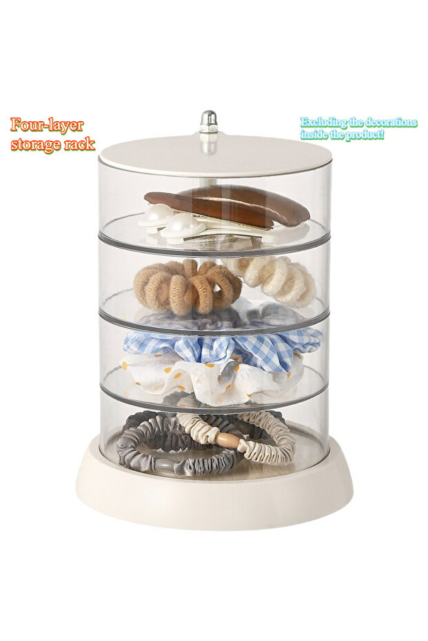 4layer-clear Princess-Themed Multi-Layer Rotating Jewelry Organizer - Transparent, Anti-Oxidation St