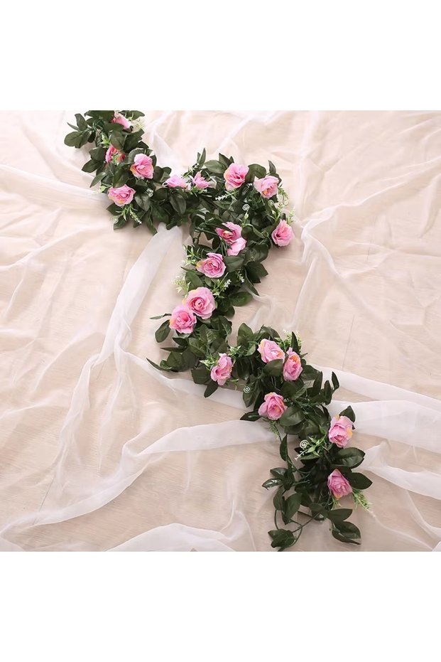 1 pc color 6 Artificial Rose Vine Silk Hanging Flowers Valentine Wedding Arch Festival Rattan Fake P