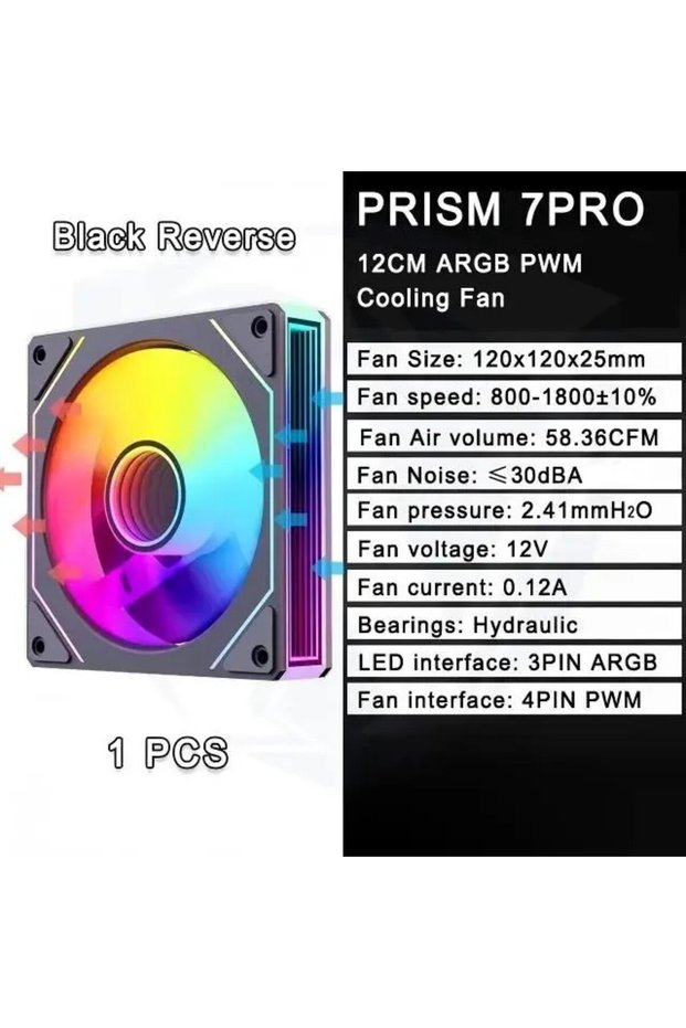 A-RGB Other BK Reverse 1PCS LDPCSJ Prism 7 PRO ARGB PC Case Fan 120mm Infinity Mirror Design Motherb