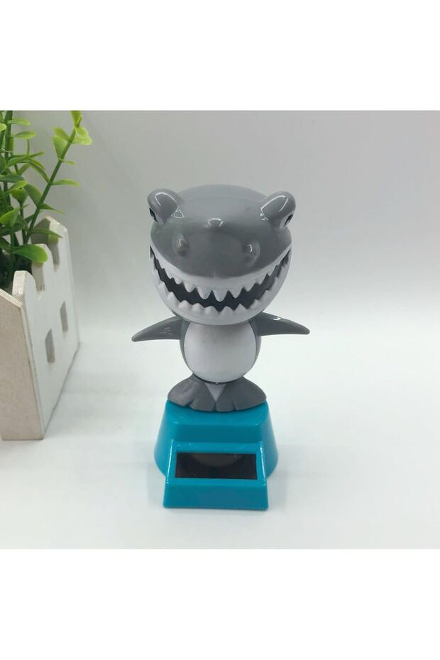 Dark Grey 1pc Car Decoration Solar Energy Decoration Shaking Head Doll Cartoon SharShape Decoration