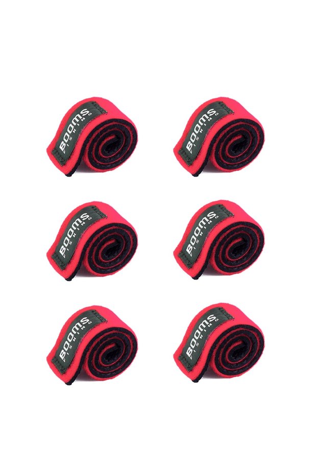 Red 6pcs Booms Fishing RS3 Lure Fishing Rod Holder Belt Strap With Rod Tie Suspenders Wrap Fishing T
