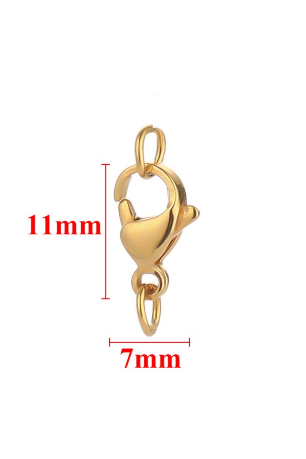 Gold color 11mm 25Pcs Stainless Steel Lobster Clasps Jump Rings Hooks Connector Bracelet Necklace Ch