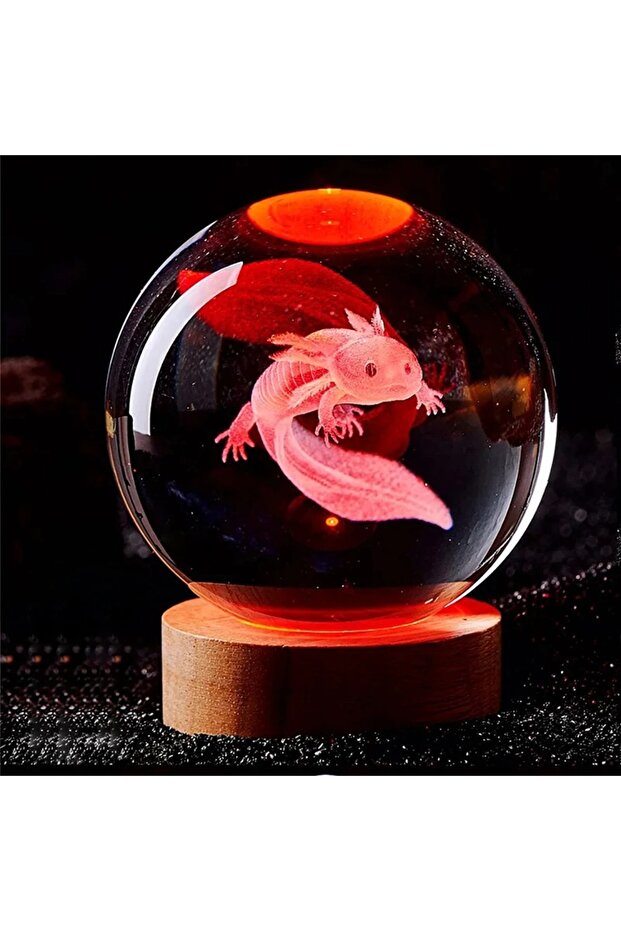 Colorful 3D Axolotl Laser Engraved Crystal Ball Coloured Night Light,girlfriend Classmate Wife Child