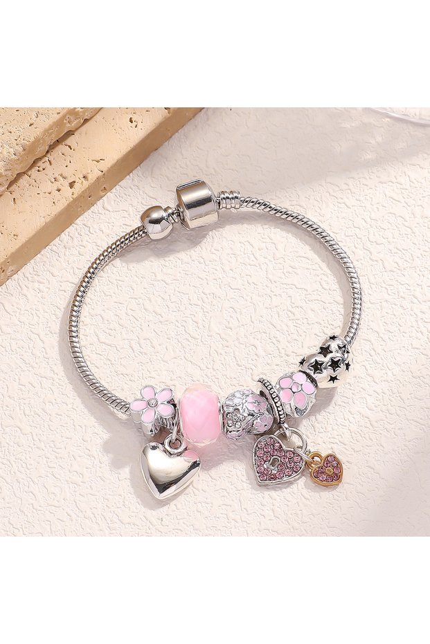 80521301 Bohemian Pink Cherry Blossom Love Bracelet Pendant Bead Design Summer Beach Music Festival