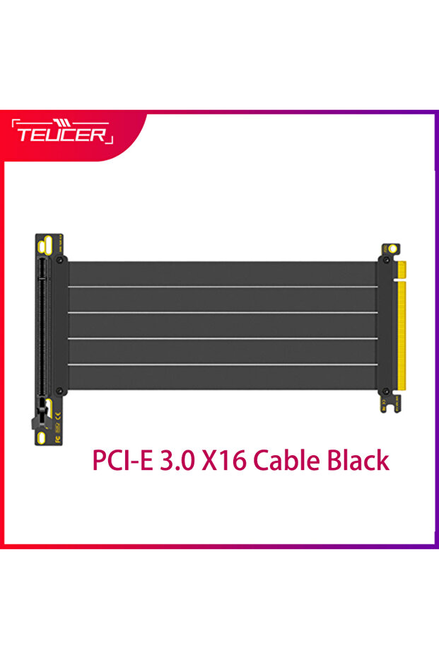 كابل تمديد PCI-E 3.0 أسود TEUCER PCIE 4.0 X16 بطول 150 مم لبطاقة الرسومات PCI ورافعة PCl-E X16