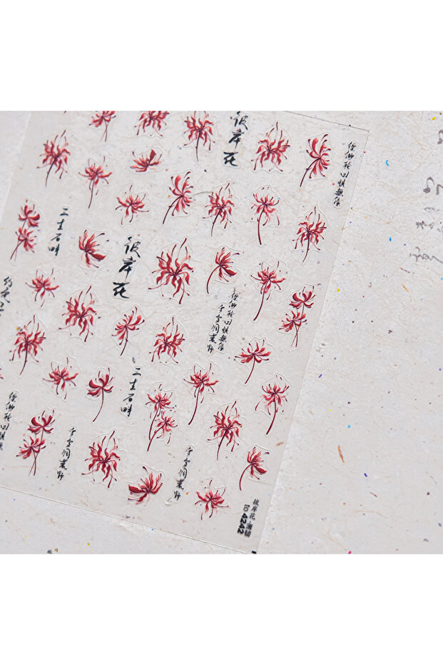 TO4242 1pcs 5D Trendy Red Spider Lily Nails Art Accessories Stickers Thin and Tough Nail Sticker Sel