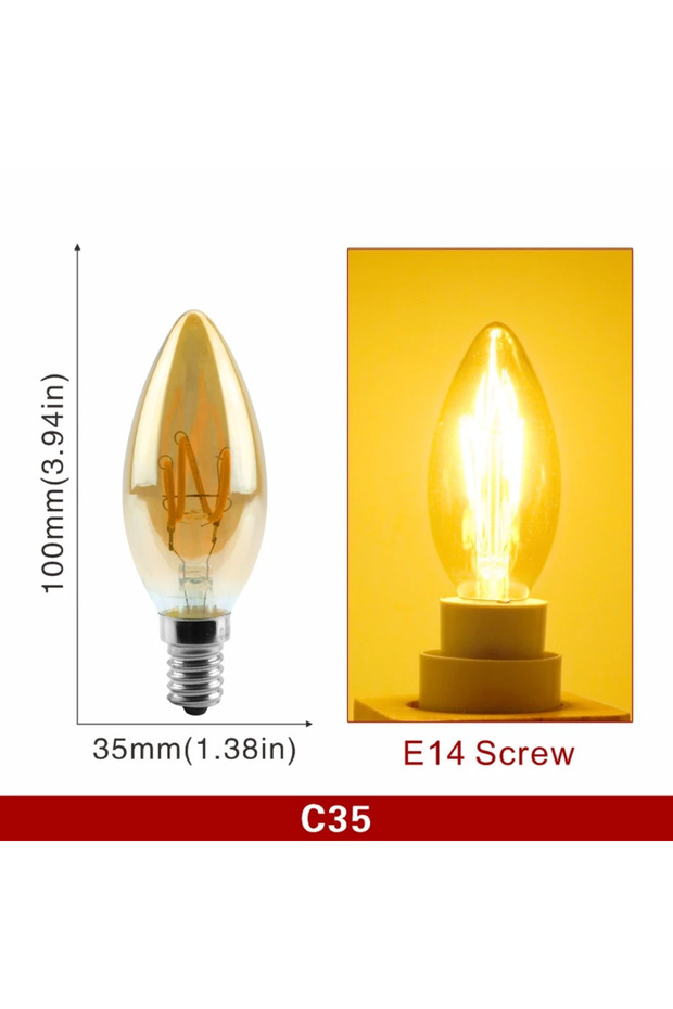 4W 220V Yes Warm white 2200K C35 E14 E14 E27 Retro LED Spiral Filament Light Bulb 4W Warm Yellow 220