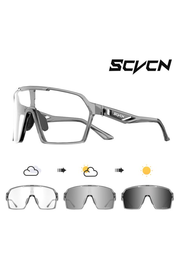 BlackPhotochromic-06 SCVCN New Outdoor Photochromic Sunglasses Man MTB Road Glasses Women Driving Bi