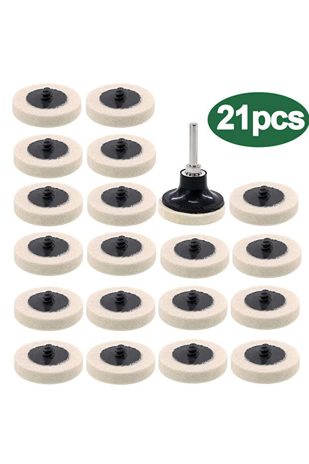 21pcs 2Inch Compressed Wool Fabric Disc Quick Change Disc Surface Polishing Buffing Pad With 1/4" Sh