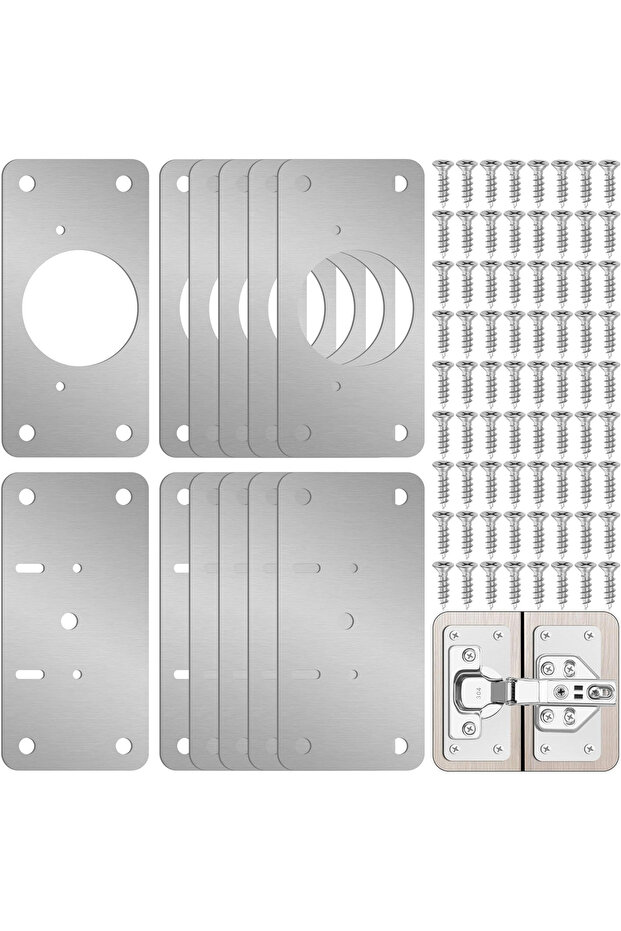 12pcs 2/4/8/12pcs Hinge Repair Kit-Cabinet Door Hinge Repair Plate Kitchen Cabinet Door Locker Hinge