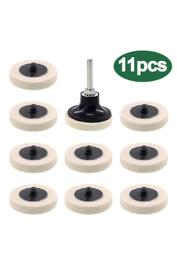 11pcs 2Inch Compressed Wool Fabric Disc Quick Change Disc Surface Polishing Buffing Pad With 1/4" Sh