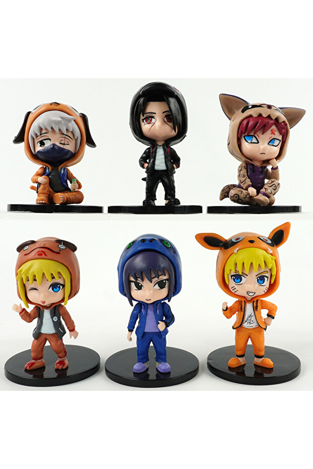 Bandai no box 01 6pcs/set Anime Naruto Kakashi Hatake Gaara Uchiha Itachi with Fashion Cloth Action