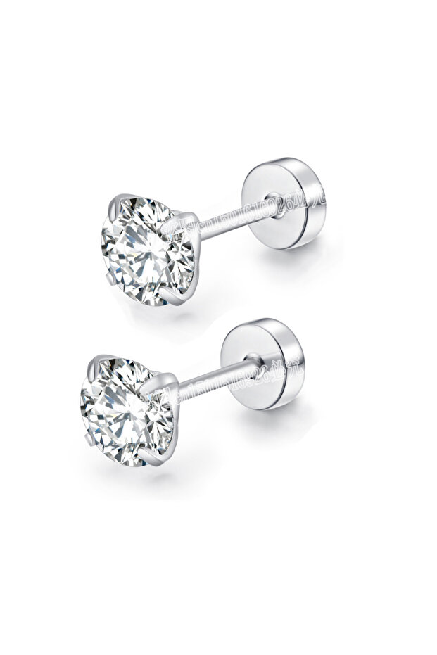 Size 3 MM Silver XUBCHC Stainless Steel Round Cubic Zirconia Ear Piercing For Women Men CZ Shiny Sil