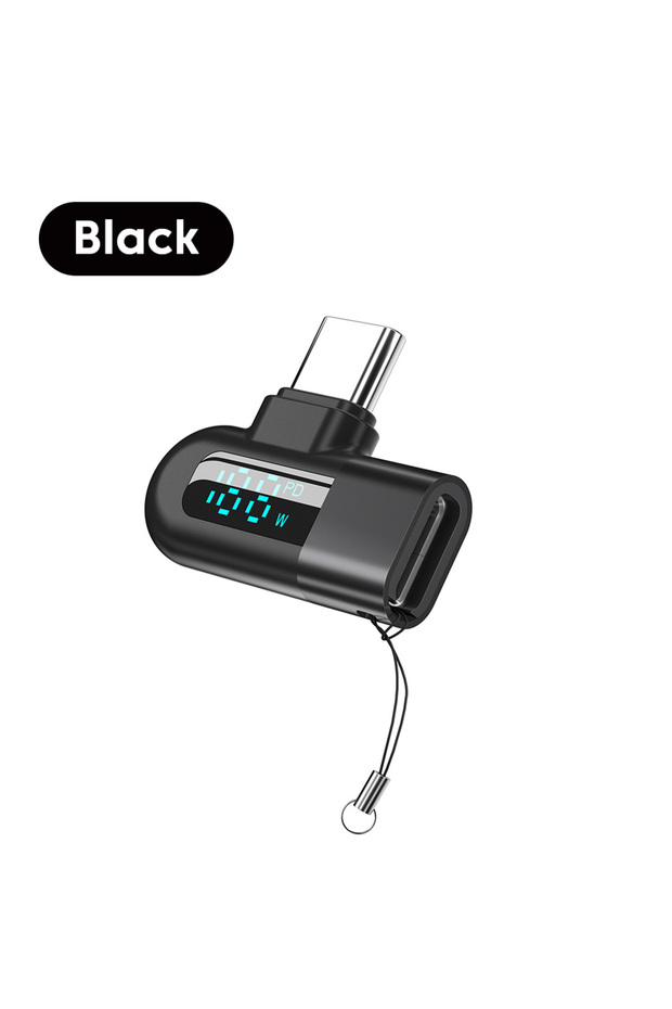 black elough 6A Digital Display Type C to Type C OTG Adapter for 120W Fast Charging USB C Cable USB2