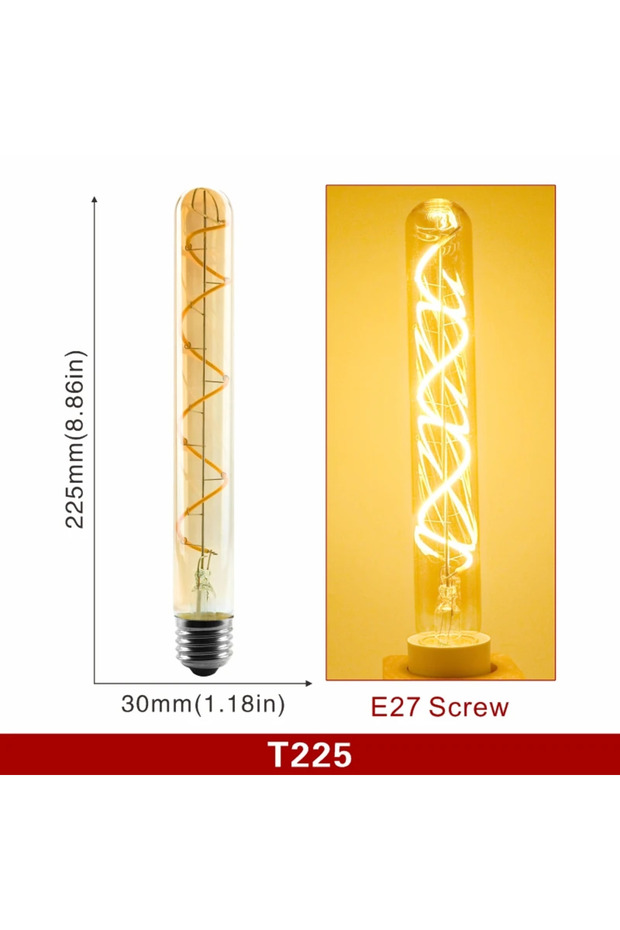 4W 220V Yes Warm white 2200K T225 E27 E14 E27 Retro LED Spiral Filament Light Bulb 4W Warm Yellow 22