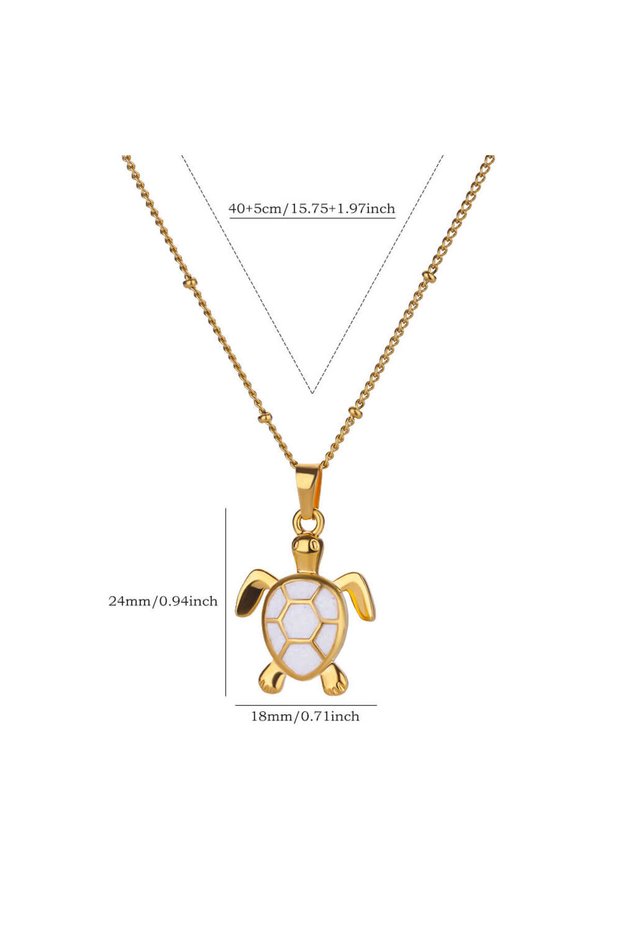 N07049G-3 Colored Turtle Pendant Necklace for Women Summer Beach Female Charm Necklace Beads Chain C