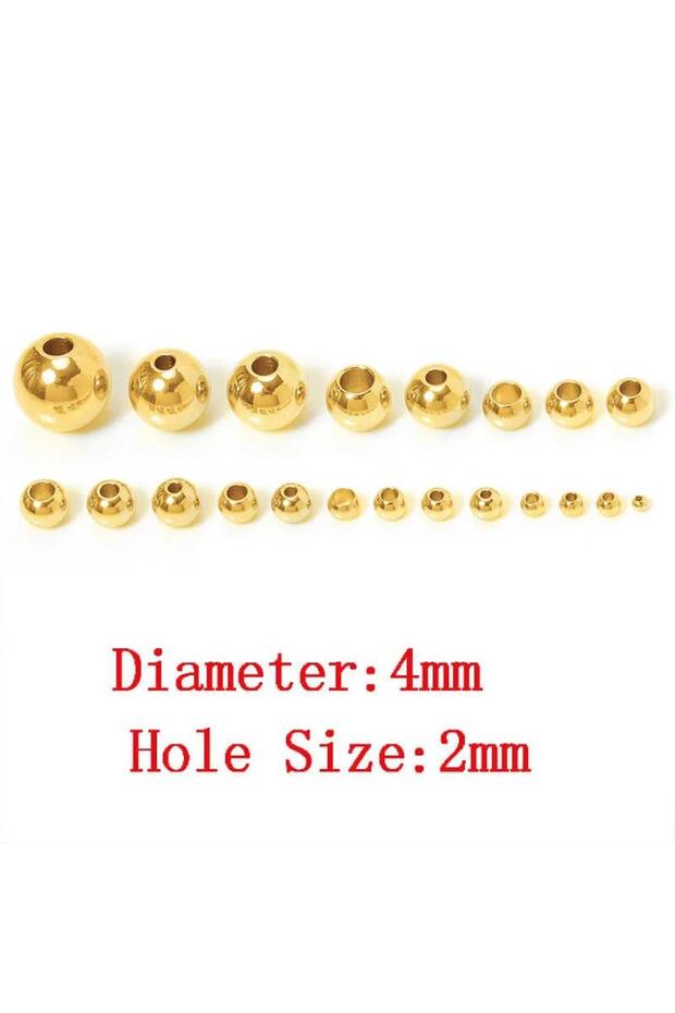 Gold Color-4x2mm 100pcs 2/3/4/5/6/8/10mm Metal Spacer Beads Round Beads for DIY Bracelet Keychain Pe