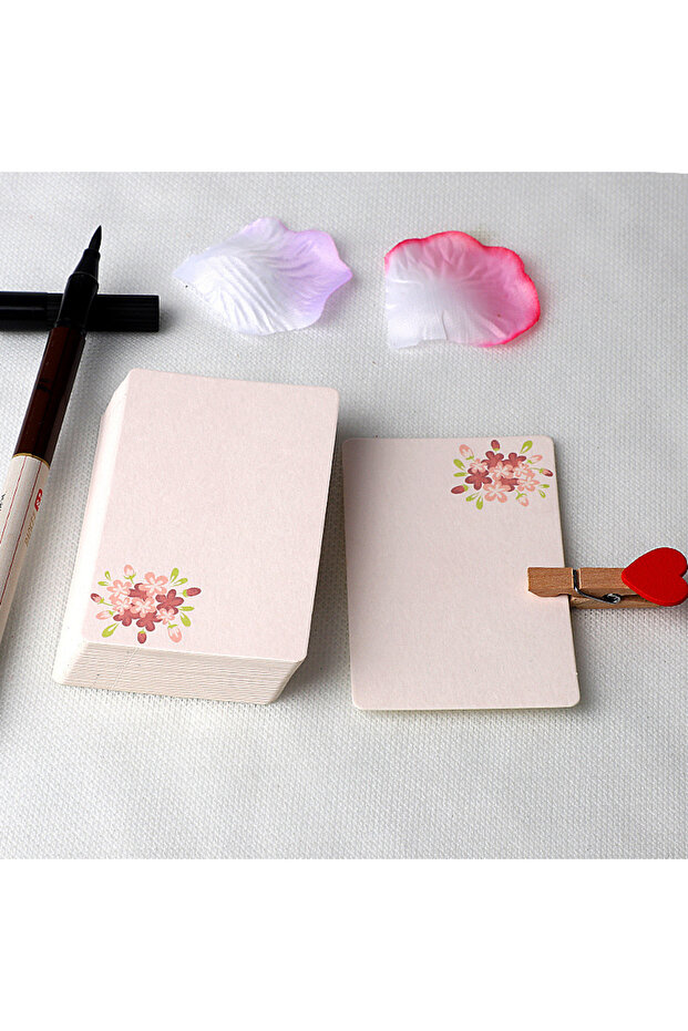 20Pcs J 20/40Pcs Blank DIY Card Chinese Style Paper Small Card Word Flower Pattern Greeting Card For