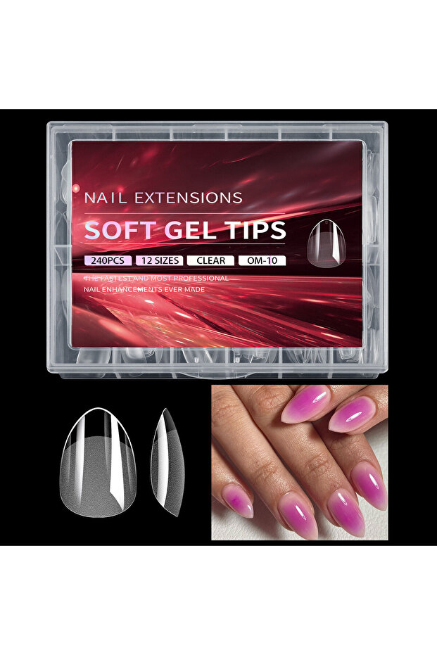 10 240pcs Soft Gel Nail Tips Half Matte Full Cover Press-On Nail Tips Almond Square Coffin French Fa