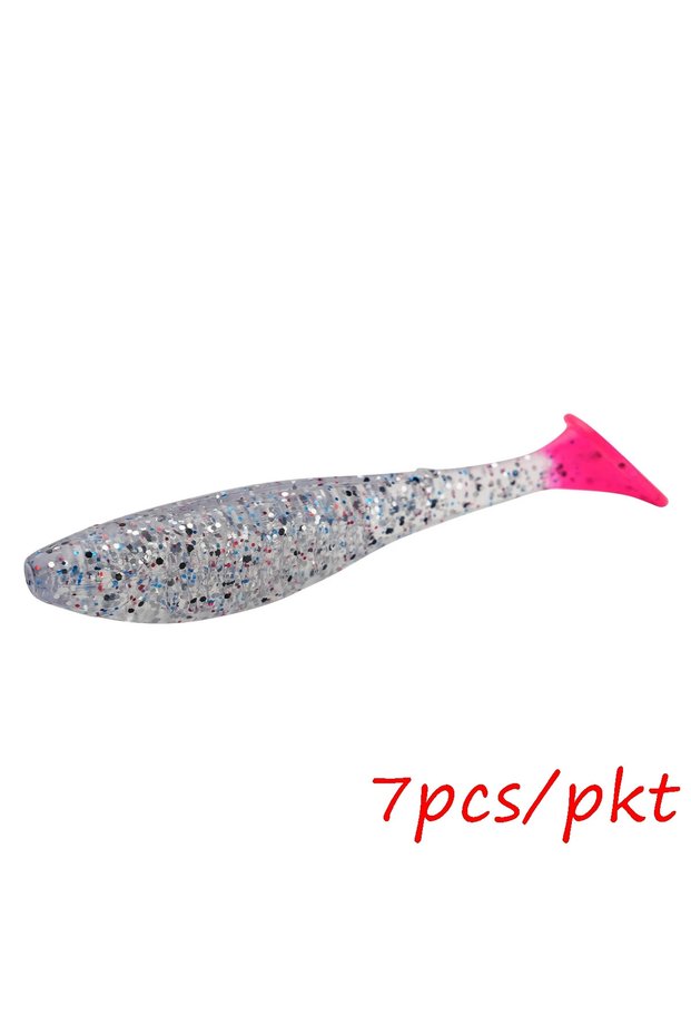 R 6pcs/lot Soft Swimbait 8cm 5.1g Floating T-Tail Fishing Lure TPR Paddle Tail Soft Lure Material Fi