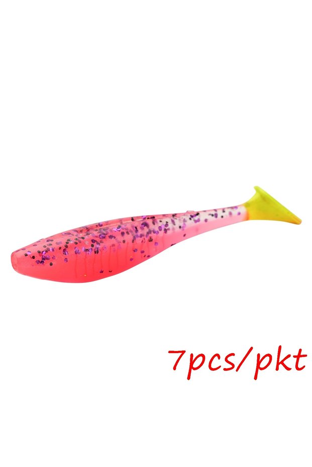 M 6pcs/lot Soft Swimbait 8cm 5.1g Floating T-Tail Fishing Lure TPR Paddle Tail Soft Lure Material Fi