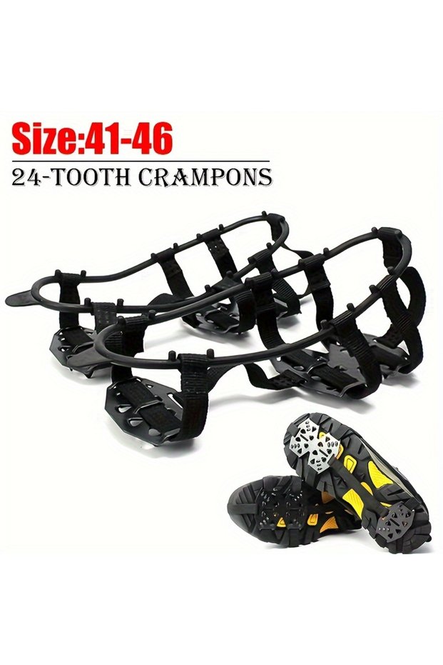 1 pair 24 Tooth Anti Slip Ice Claw - Ice and Snow Shoe Cover, Suitable for Hiking, Rock Climbing, Wa