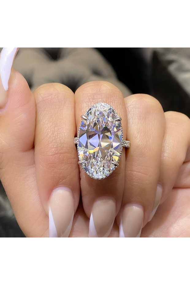 10 F1419 Huitan Luxury Big Oval Cubic Zirconia Crystal Rings Women Wedding Accessories High-quality