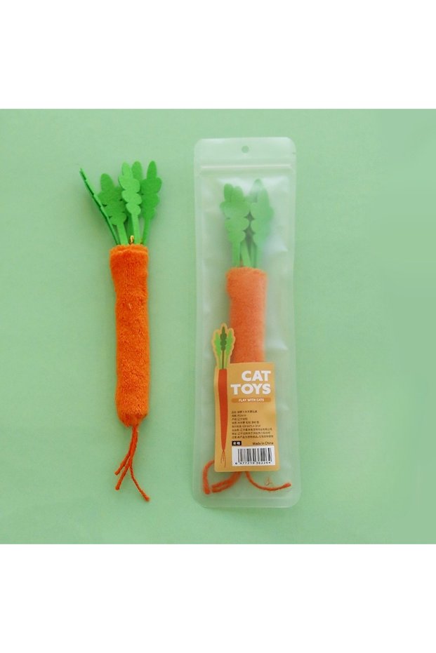 1pc carrot 1 Set Cat Chew Toy with Bell Bite Resistant Interactive Kitten Teeth Cleaning Toy Cat Tea