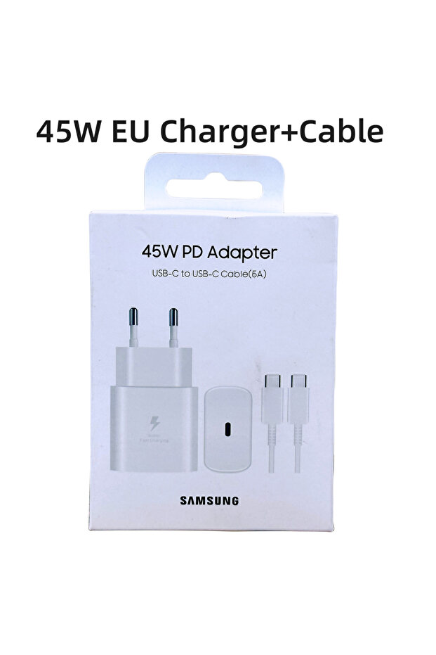 samsung 45W White Set 45W Super Fast Charger with USB C to USB C PD Cable for S24 Z Flip Fold 5 4