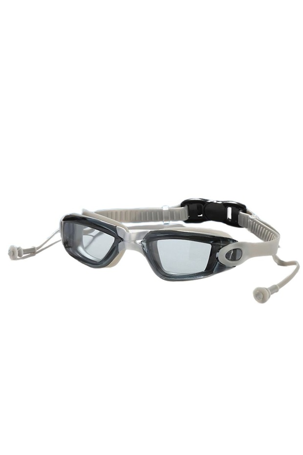 Adults Gray Professional Swimming Goggles with Conjoined Earplugs HD UV Shield Anti-Fog Water Sport