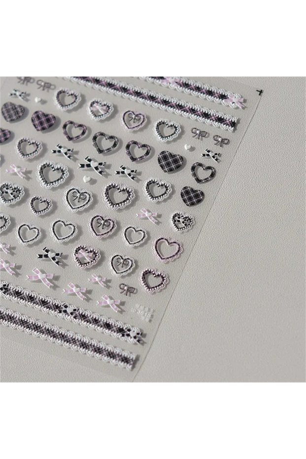 1pcs to3515 1pcs Sweet Pearl Lace Bow Nail Stickers Love Heart Pink White Black Lace Bow Self Adhes