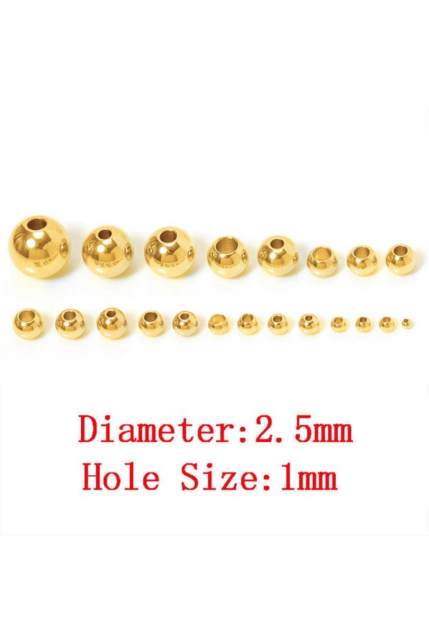 Gold Color-2.5x1mm 100pcs 2/3/4/5/6/8/10mm Metal Spacer Beads Round Beads for DIY Bracelet Keychain