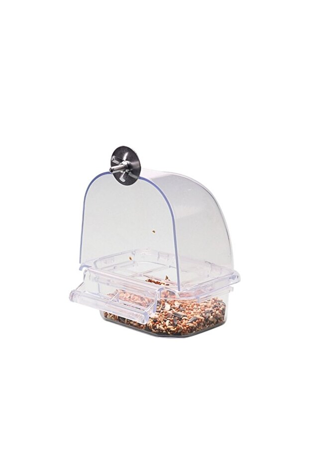 transparent Bird Cage Feeder Transparent Durable Plastic Parrot Feeding Box Large Capacity Food Trou