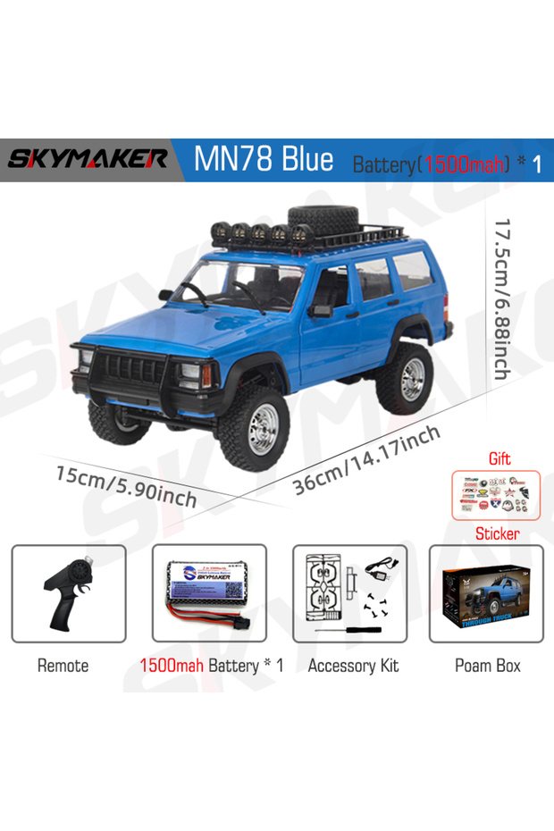 MN78Blue1B1500STKR MN78 1:12 Full Scale MN Model RTR Version RC Car 2.4G 4WD 280 Motor Proportional