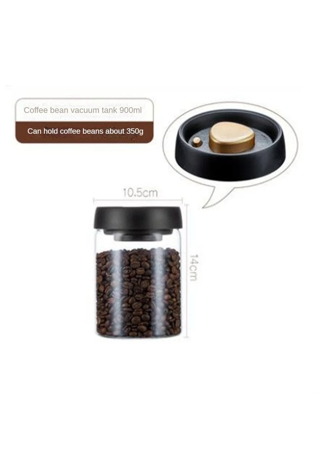 900ml Coffee Beans Vacuum Sealed Tank Transparent Glass Food Storage Jars Household Moisture-proof A