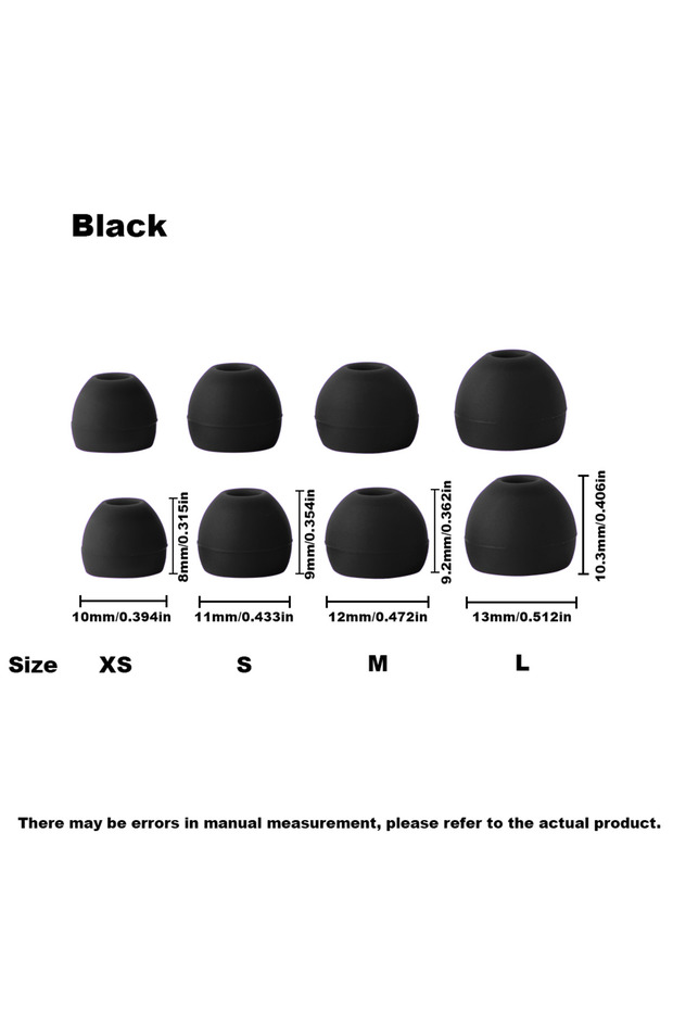 Black HUAK 4 Pairs Silicone Replacement Ear Plugs Soft Earbuds Cap in Ear Headphone Eartip L M S XS