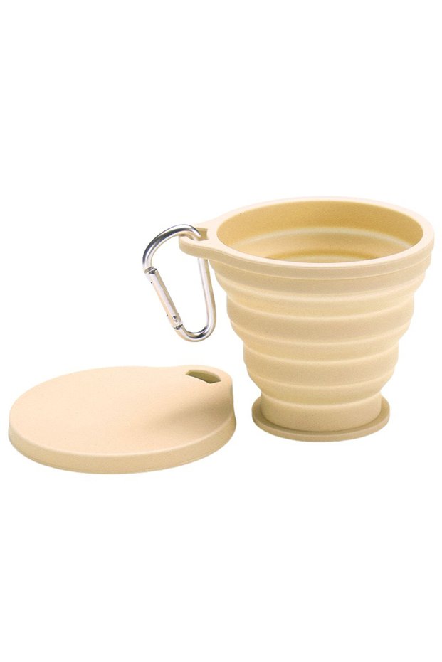 Yellow Foldable Silicone Water Cup Portable Reusable Food-Grade Silicone Non BPA Water Cup for Trav