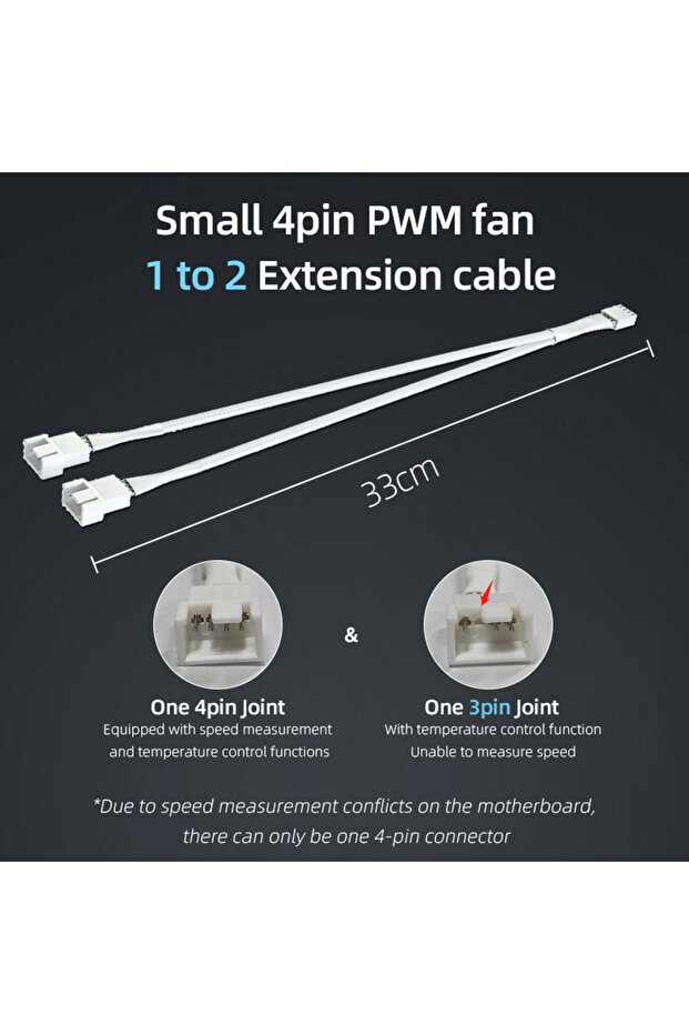 1 to 2 TEUCER 4-Pin Splitter Cable 4 Pin 1 to 3 Way PWM Fan Splitter Cable Sleeve Extension Braided