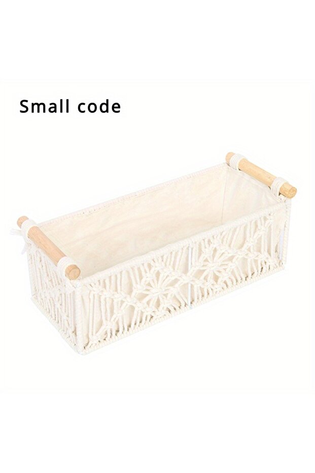 small code Hand Woven Storage Basket, Grid Designed Desktop Sorting Basket, Miscellaneous Storage Ba