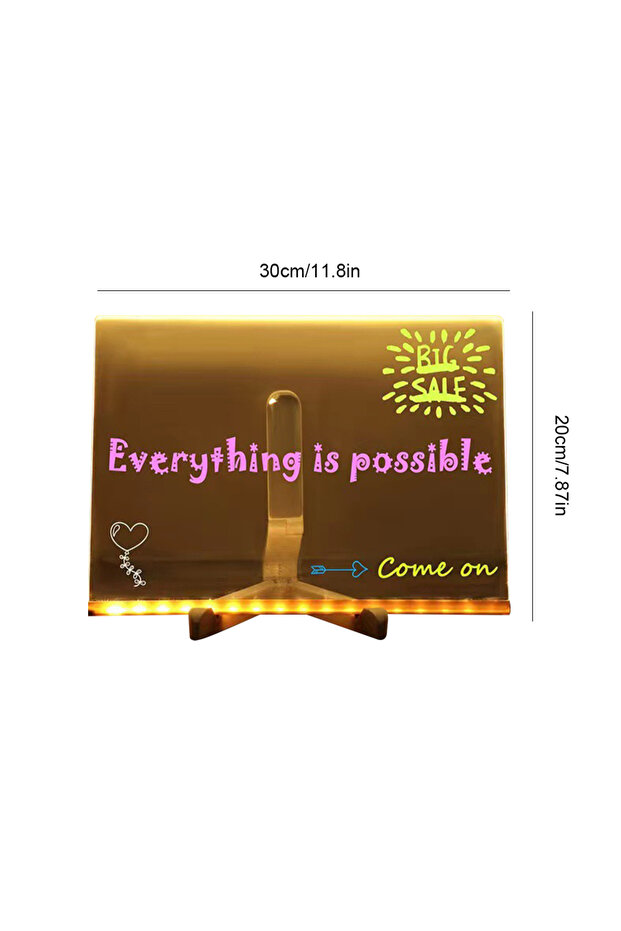 30x20CM Light Up Acrylic Message Board Rewritable DIY Children's Glowing Drawing Board Message Lamp