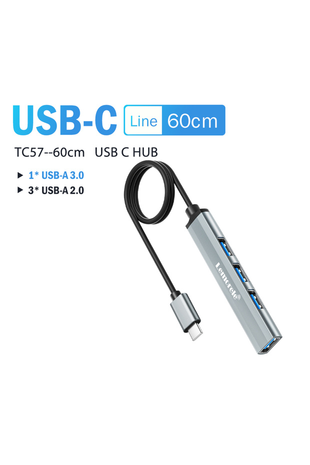 USB-C -60cm Lemorele USB Hub Type C Hub USB3.0 OTG 4 Port USB C/A HUB Multi Splitter Adapter Laptop