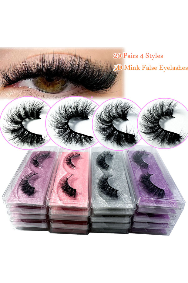 20Pairs8DXY801 20 Pairs Eyelash Wholesale 3D Mink Lashes Natural Soft False Eyelashes Reusable Messy