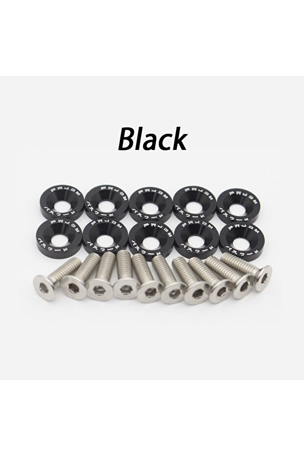 black 10PCS/Lot Car Aluminum Washer M6 Colourful Anodized Countersunk Head Bolt Washers Gasket JDM R