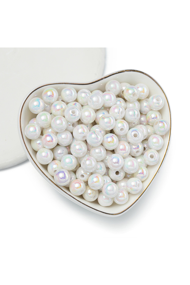8mm-100pcs White 50/100pcs 6/8/10mm AB Color Acrylic Beads Round Loose Spacer Beads for Jewelry Maki
