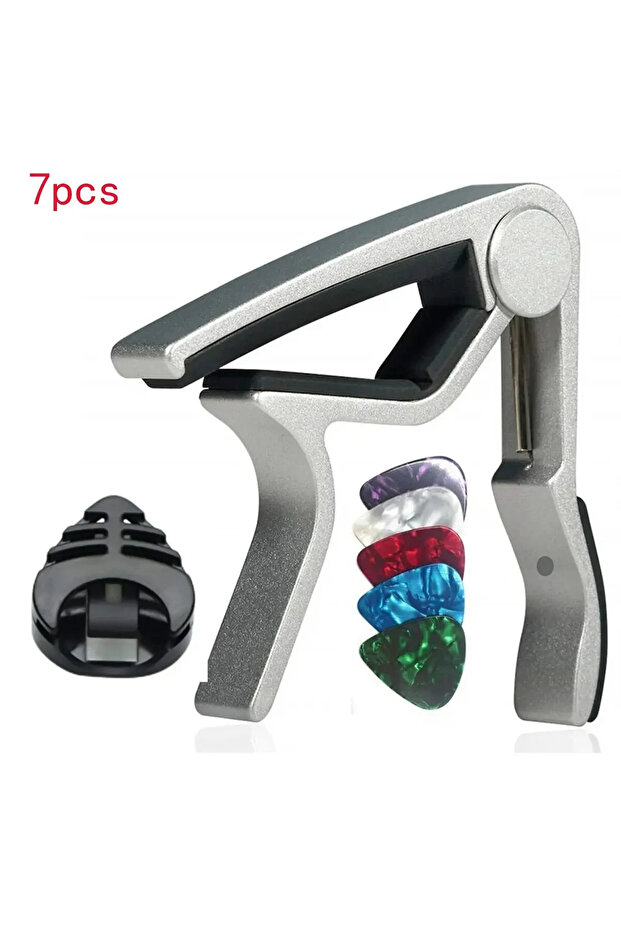Silver Guitar Capo 7pcs Guitar Capo for Acoustic And Electric Guitars With 5 Picks for Free And 1 Ho