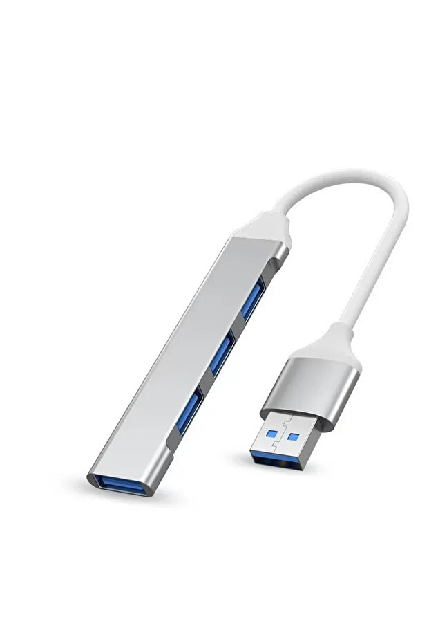 Silver USB 4-Port USB 3.0 2.0 Hub USB Hub Computer Accessory Hub Multi-Port Laptop Mouse Keyboard US