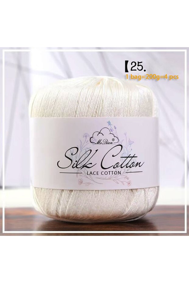25 Ivory White 200g Silk Cotton Fine Crochet Yarn, Suitable for Crocheting and Knitting, Fine Yarn f